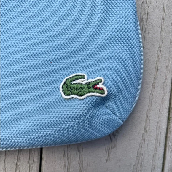 Lacoste Baby Blue Zip Clutch Wristlet Bag Purse Pouch Wallet - Picture 4 of 9